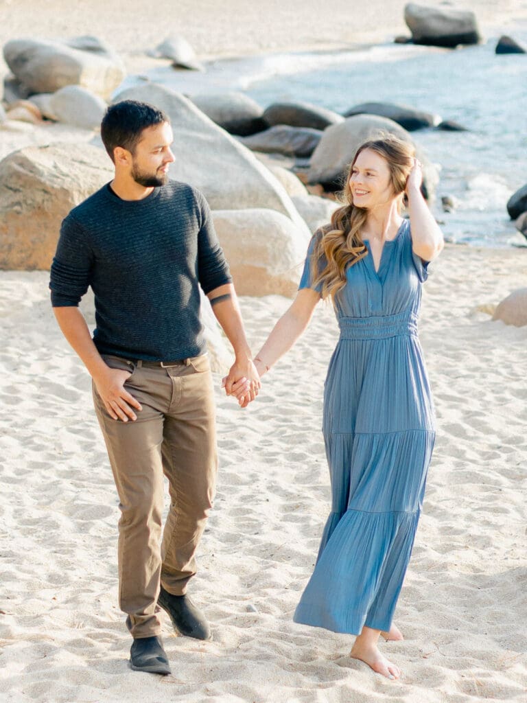 Lake Tahoe sunset engagement 