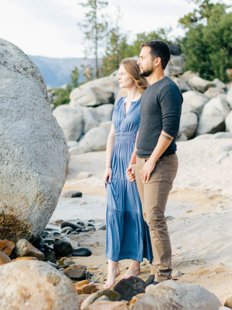 Stunning Lake Tahoe Engagement Photos at sunset