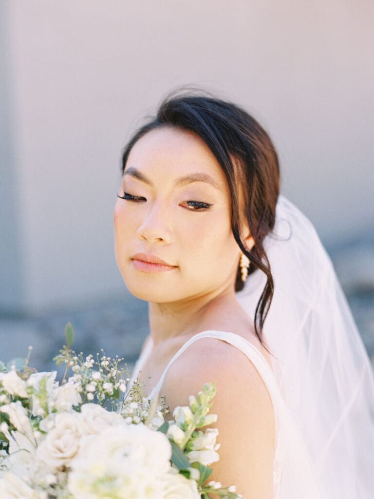 Bridal portrait at Tannenbaum Lake Tahoe wedding venue, captured by the photographer.