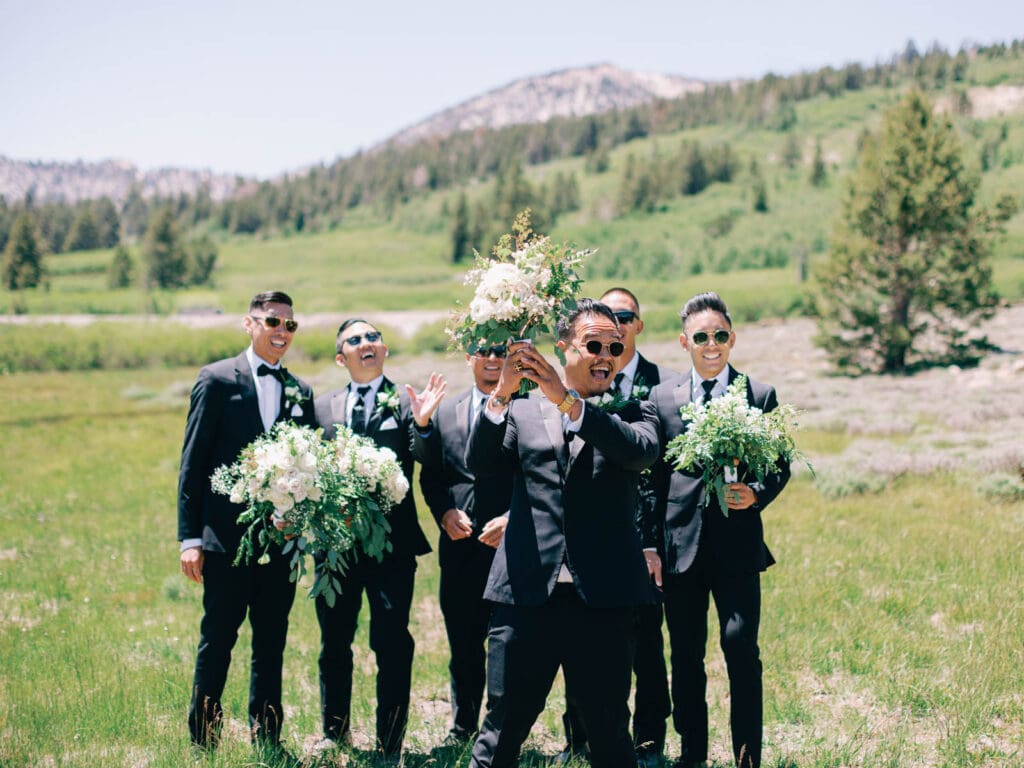 Swag groomsmen at Tannenbaum Lake Tahoe wedding venue, captured by the photographer.