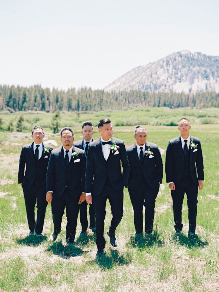 Swag groomsmen at Tannenbaum Lake Tahoe wedding venue, captured by the photographer.