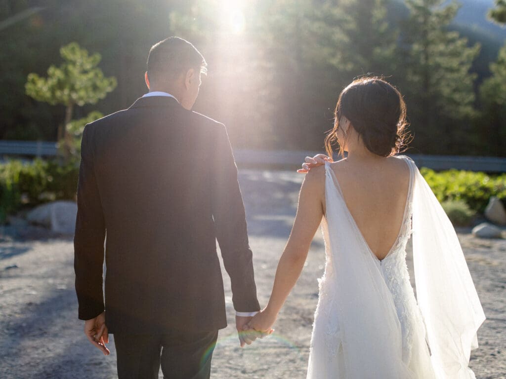 Bride and Groom golden hour portraits at Tannenbaum Lake Tahoe wedding