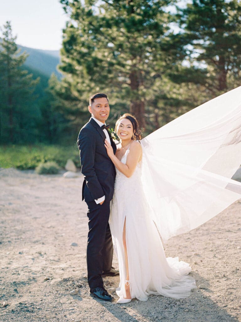 Bride and Groom golden hour portraits at Tannenbaum Lake Tahoe wedding