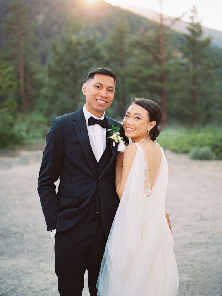 Bride and Groom golden hour portraits at Tannenbaum Lake Tahoe wedding