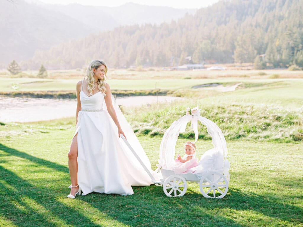 A stunning bride captured by Lake Tahoe wedding photographer at Everline Resort, set against the beautiful Lake Tahoe mountains.