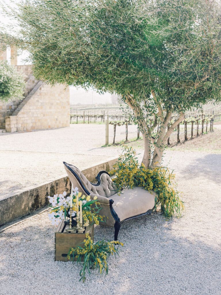 Stunning simplistic and elegant wedding decor in yellow color at Sunstone Villa - Sunstone Winery and Vineyards wedding