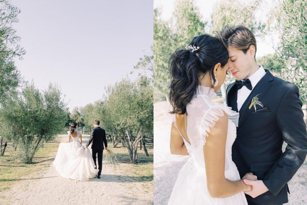 Bride and Groom portraits at Sunstone Villa - Sunstone Winery and Vineyards olive grove wedding 