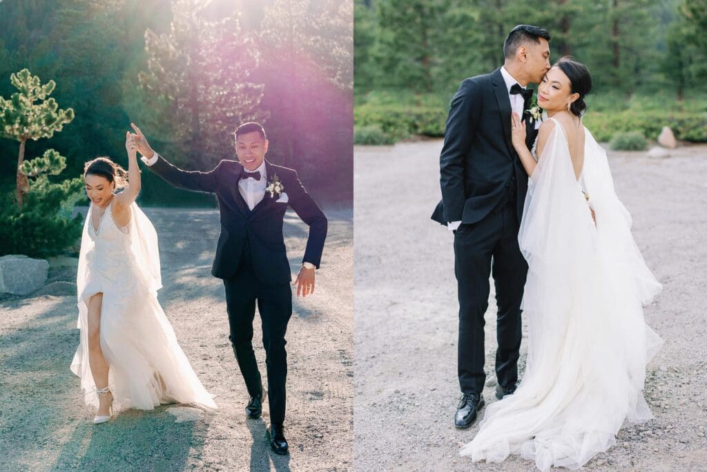 Bride and Groom golden hour portraits at Tannenbaum Lake Tahoe wedding