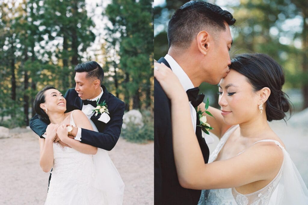 Bride and Groom golden hour portraits at Tannenbaum Lake Tahoe wedding