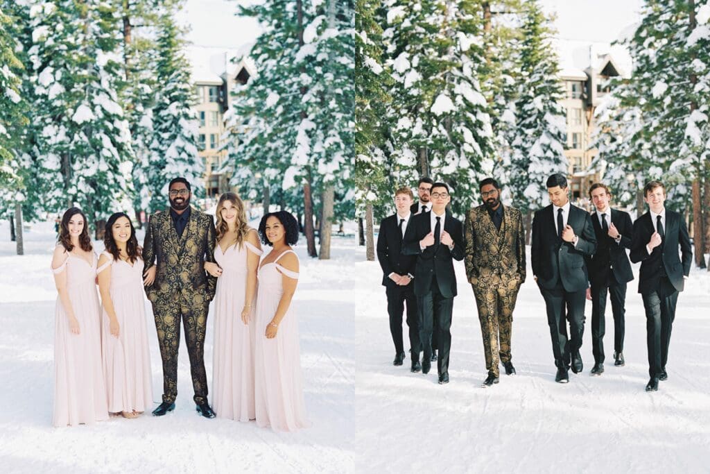 Bridal Party photo at The Ritz-Carlton, Lake Tahoe winter wedding 